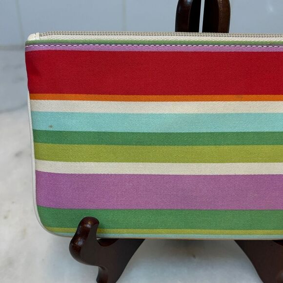 Coach Hampton Multi Color Striped Pouch Clutch Wristlet - Picture 6 of 16